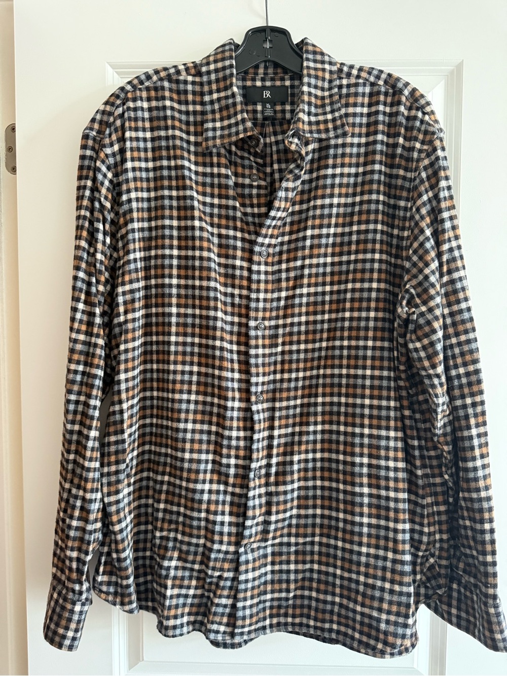 Banana Republic Brown, Black & White Plaid Button-Down Shirt